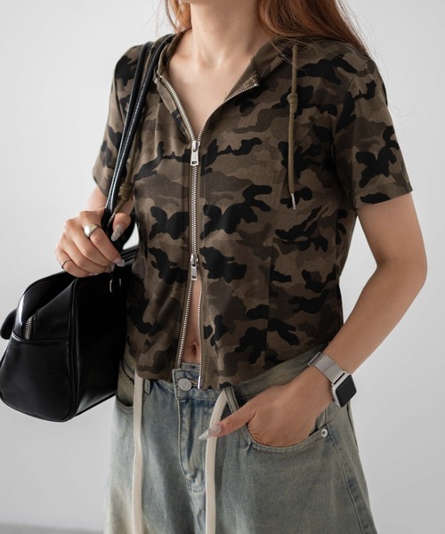 dispark（ディスパーク）の「DISPARK/ダブルジップショートパーカー（パーカー・レディース・その他1・FREE）」の2枚目の写真