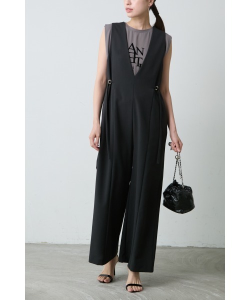 M.deux（エムドゥ）の「◆Vカットオールインワン◆（サロペット/オーバーオール・レディース・ブラック/ブラウン・MEDIUM）」の10枚目の写真