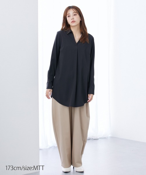 slattgir(スラットジール)の「高身長 スキッパーチュニックブラウス (トールサイズ)(シャツ/ブラウス・レディース・アイボリー/カーキ/ブラック/ネイビー/ベージュ・LL/L/M)」の16枚目の写真