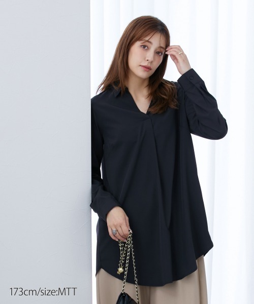 slattgir(スラットジール)の「高身長 スキッパーチュニックブラウス (トールサイズ)(シャツ/ブラウス・レディース・アイボリー/カーキ/ブラック/ネイビー/ベージュ・LL/L/M)」の17枚目の写真