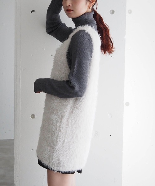 tiptop(ティップトップ)の「【丈が選べる2サイズ】起毛フェザーベスト(ベスト・レディース・チャコールグレー/グレー/グレー系その他/アイボリー/ホワイト系その他/グレー系その他2・FREE/LONG)」の3枚目の写真