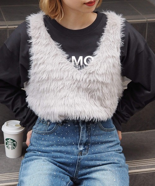 tiptop(ティップトップ)の「【丈が選べる2サイズ】起毛フェザーベスト(ベスト・レディース・チャコールグレー/グレー/グレー系その他/アイボリー/ホワイト系その他/グレー系その他2・FREE/LONG)」の5枚目の写真