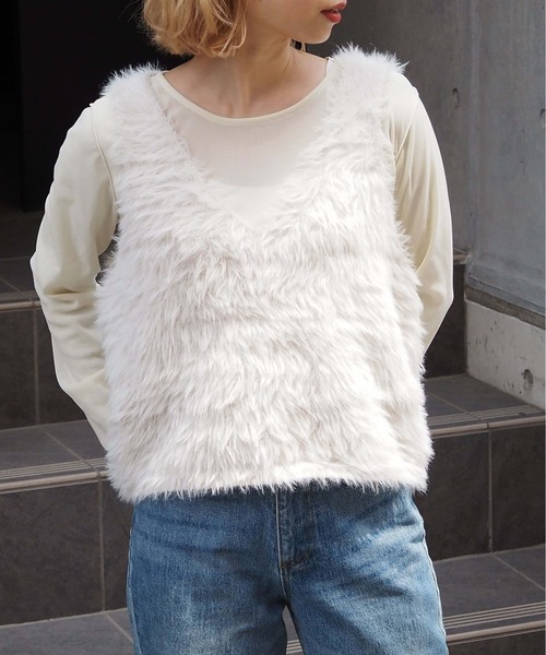 tiptop(ティップトップ)の「【丈が選べる2サイズ】起毛フェザーベスト(ベスト・レディース・チャコールグレー/グレー/グレー系その他/アイボリー/ホワイト系その他/グレー系その他2・FREE/LONG)」の7枚目の写真