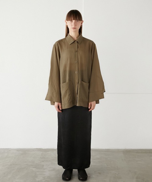 LA PEAU DE GEM ベロア シャツ シアー 茶 ブラウン 完売 LA PEAU DE GEM（ラポドゥジェム）の「【LA PEAU DE GEM】シアー