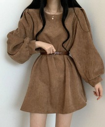 SHEPP（シープ）の「コーデュロイ ボリュームスリーブ ミニワンピース（ワンピース・レディース）」