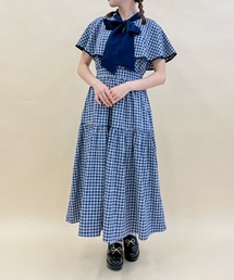 axes femme POETIQUE | チェックケープデザインワンピース(ワンピース)