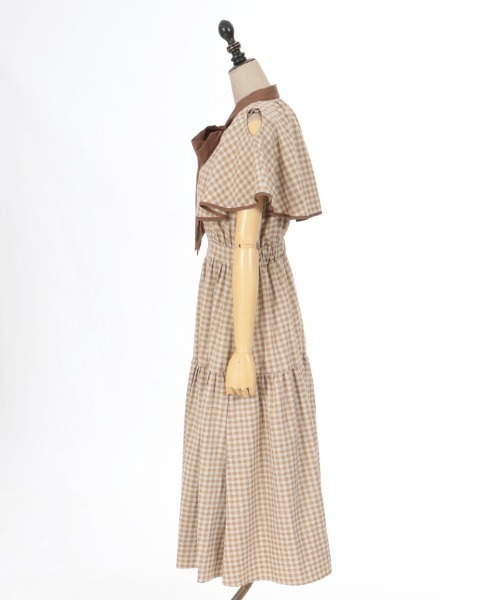 セール】チェックケープデザインワンピース（ワンピース）｜axes
