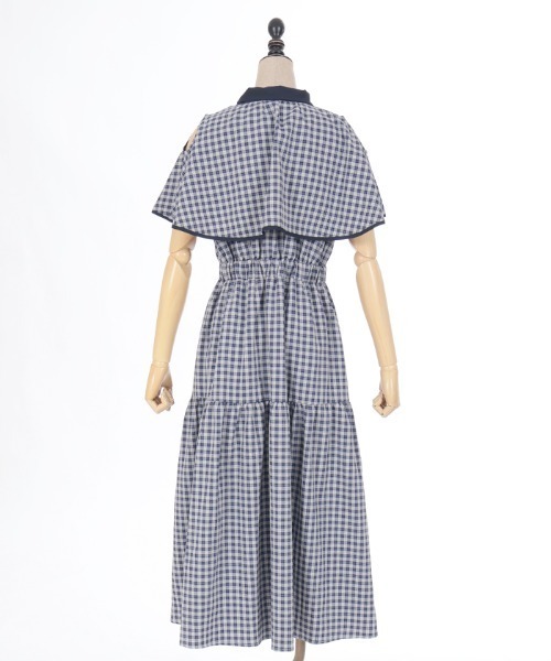 axes femme POETIQUE(アクシーズファムポエティック)の「チェックケープデザインワンピース(ワンピース・レディース・チャコール/ブラウン/ネイビー・MEDIUM)」の18枚目の写真