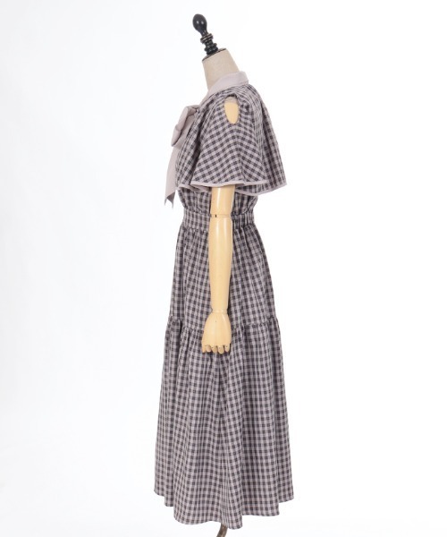 axes femme POETIQUE(アクシーズファムポエティック)の「チェックケープデザインワンピース(ワンピース・レディース・チャコール/ブラウン/ネイビー・MEDIUM)」の11枚目の写真