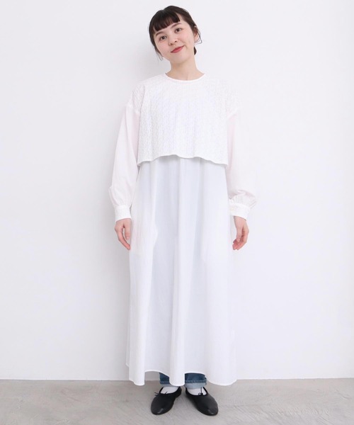 l'atelier du savon（アトリエドサボン）の「お花のふっくら生地刺繍　レイヤードワンピース（ワンピース・レディース・ホワイト/ブラック・FREE）」の14枚目の写真