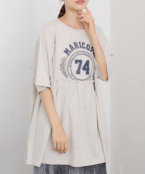 RETRO GIRL(レトロガール)の「ヴィンテージ切替TEE(Tシャツ/カットソー・レディース・チャコールグレー/ホワイト系その他・FREE)」の1枚目の写真