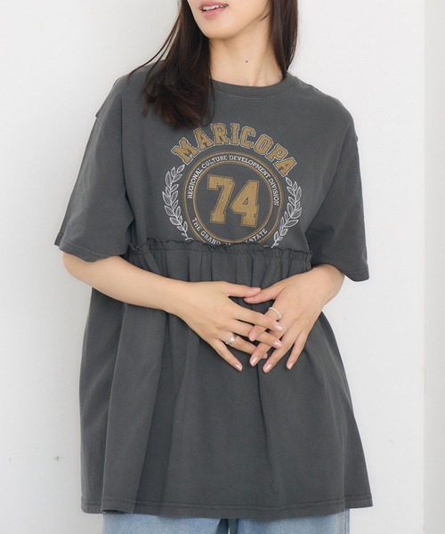 RETRO GIRL(レトロガール)の「ヴィンテージ切替TEE(Tシャツ/カットソー・レディース・チャコールグレー/ホワイト系その他・FREE)」の2枚目の写真