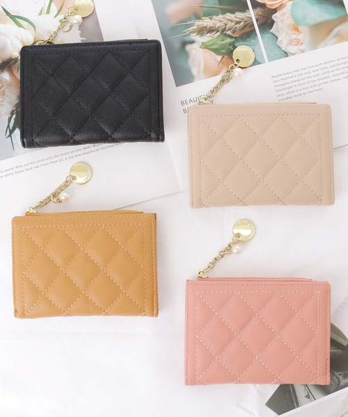 セール】ダイヤ キルティング 二つ折り スクエア ウォレット（財布