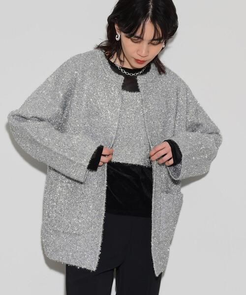 GALLEST（ギャレスト）の「メタリックフェザーカーディガン（カーディガン/ボレロ・レディース・ゴールド/シルバー・38）」の2枚目の写真