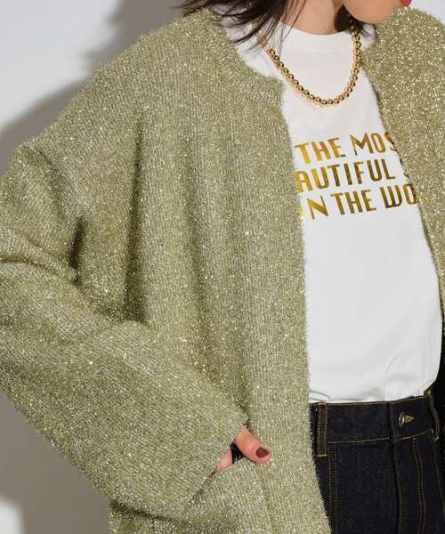 GALLEST（ギャレスト）の「メタリックフェザーカーディガン（カーディガン/ボレロ・レディース・ゴールド/シルバー・38）」の3枚目の写真