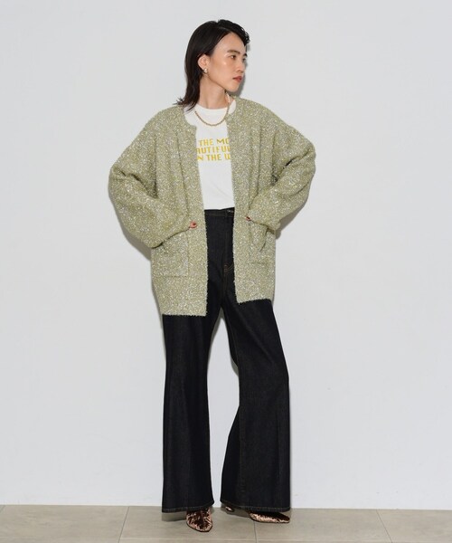 GALLEST（ギャレスト）の「メタリックフェザーカーディガン（カーディガン/ボレロ・レディース・ゴールド/シルバー・38）」の4枚目の写真