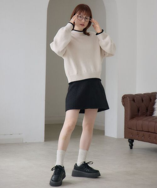 RETRO GIRL（レトロガール）の「バイカラーPO（ニット/セーター・レディース・グリーン/イエロー/ナチュラル/ブラック系その他3/ブラック系その他・FREE）」の19枚目の写真