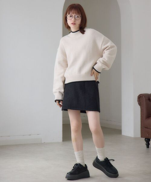 RETRO GIRL（レトロガール）の「バイカラーPO（ニット/セーター・レディース・グリーン/イエロー/ナチュラル/ブラック系その他3/ブラック系その他・FREE）」の20枚目の写真