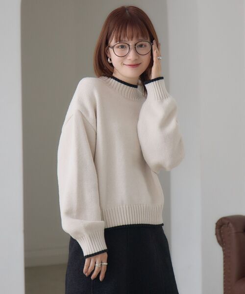 RETRO GIRL（レトロガール）の「バイカラーPO（ニット/セーター・レディース・グリーン/イエロー/ナチュラル/ブラック系その他3/ブラック系その他・FREE）」の22枚目の写真