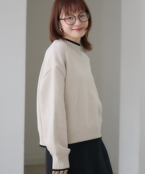 RETRO GIRL（レトロガール）の「バイカラーPO（ニット/セーター・レディース・グリーン/イエロー/ナチュラル/ブラック系その他3/ブラック系その他・FREE）」の3枚目の写真