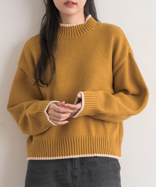 RETRO GIRL（レトロガール）の「バイカラーPO（ニット/セーター・レディース・グリーン/イエロー/ナチュラル/ブラック系その他3/ブラック系その他・FREE）」の5枚目の写真