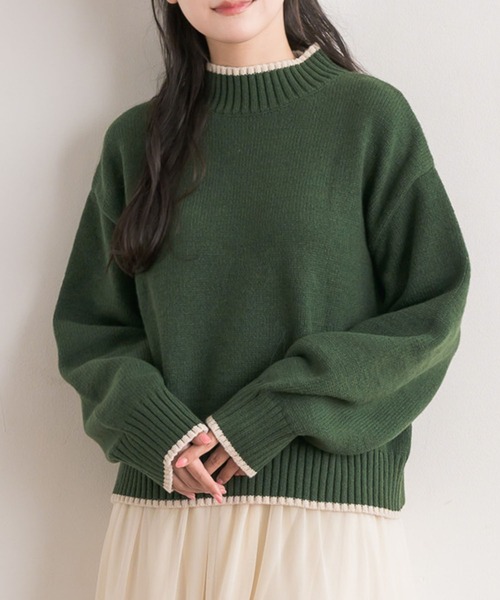 RETRO GIRL（レトロガール）の「バイカラーPO（ニット/セーター・レディース・グリーン/イエロー/ナチュラル/ブラック系その他3/ブラック系その他・FREE）」の4枚目の写真