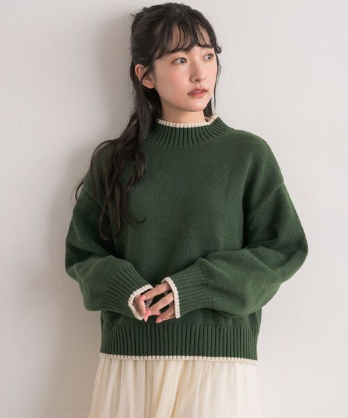 RETRO GIRL（レトロガール）の「バイカラーPO（ニット/セーター・レディース・グリーン/イエロー/ナチュラル/ブラック系その他3/ブラック系その他・FREE）」の7枚目の写真