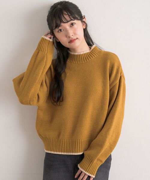 RETRO GIRL（レトロガール）の「バイカラーPO（ニット/セーター・レディース・グリーン/イエロー/ナチュラル/ブラック系その他3/ブラック系その他・FREE）」の6枚目の写真