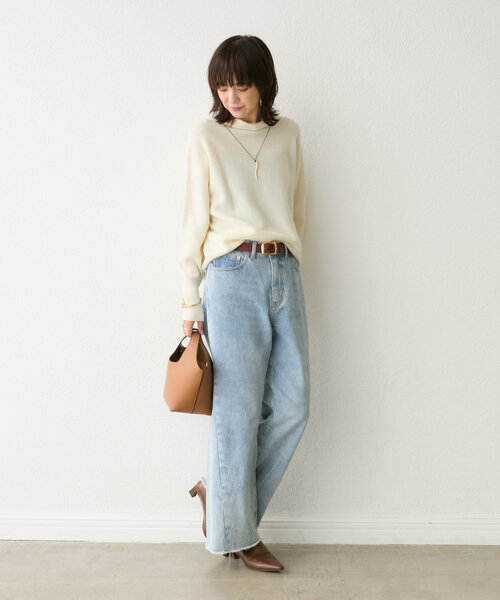 RIVE DROITE（リヴドロワ）の「【首元ゆったり】ウール100NEWボトルネックニット（ニット/セーター・レディース・サーモンピンク/オフホワイト/グレー/ブラック/サックスブルー・FREE）」の9枚目の写真