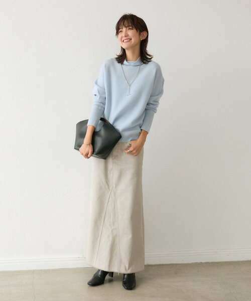 RIVE DROITE（リヴドロワ）の「【首元ゆったり】ウール100NEWボトルネックニット（ニット/セーター・レディース・サーモンピンク/オフホワイト/グレー/ブラック/サックスブルー・FREE）」の18枚目の写真
