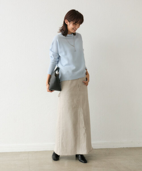 RIVE DROITE（リヴドロワ）の「【首元ゆったり】ウール100NEWボトルネックニット（ニット/セーター・レディース・サーモンピンク/オフホワイト/グレー/ブラック/サックスブルー・FREE）」の19枚目の写真