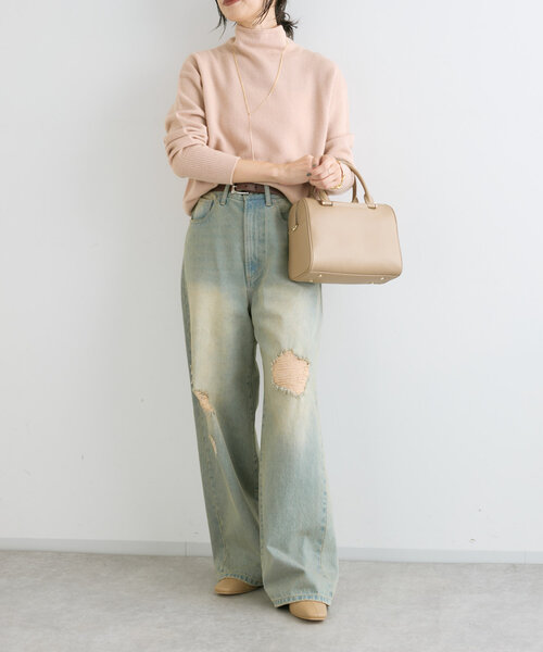 RIVE DROITE（リヴドロワ）の「【首元ゆったり】ウール100NEWボトルネックニット（ニット/セーター・レディース・サーモンピンク/オフホワイト/グレー/ブラック/サックスブルー・FREE）」の22枚目の写真