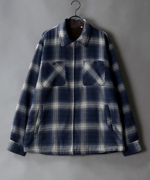 SITRY（シトリー）の「Ombre Check Zip Shirt Jacket/裏ボア オンブレ