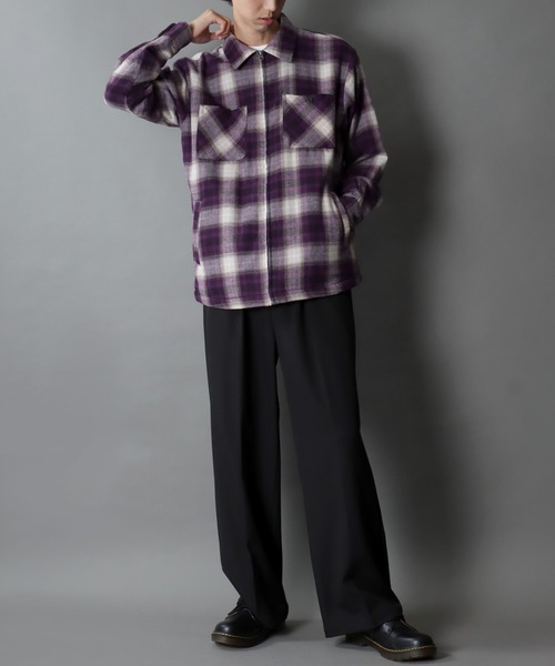 SITRY（シトリー）の「Ombre Check Zip Shirt Jacket/裏ボア オンブレ