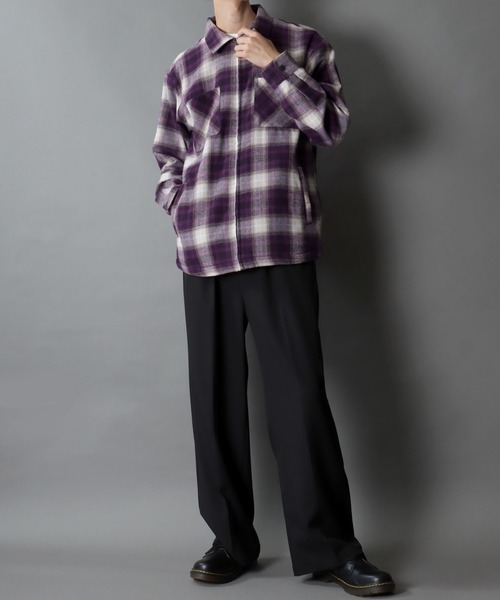 SITRY（シトリー）の「Ombre Check Zip Shirt Jacket/裏ボア オンブレ