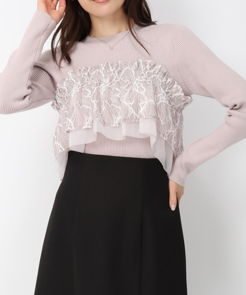 MISCH MASCH(ミッシュマッシュ)の「バリエーションラッフル2wayニット/MM448313(ニット/セーター・レディース・ピンク/ホワイト/ブラック・フリ-)」の3枚目の写真