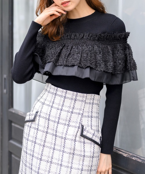 MISCH MASCH(ミッシュマッシュ)の「バリエーションラッフル2wayニット/MM448313(ニット/セーター・レディース・ピンク/ホワイト/ブラック・フリ-)」の10枚目の写真