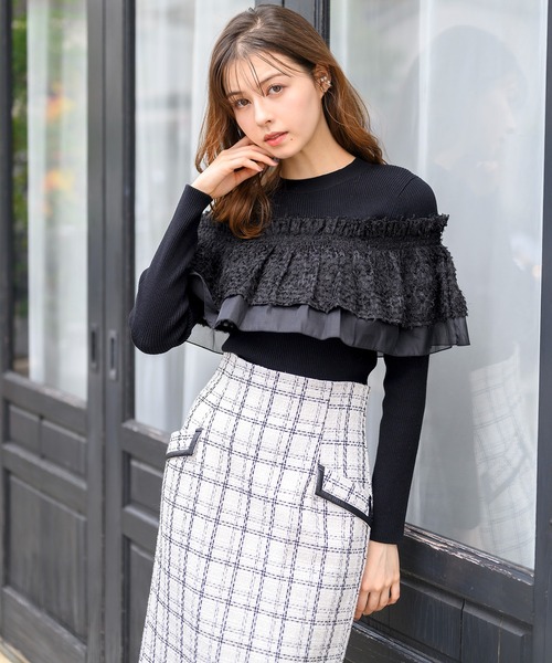 MISCH MASCH(ミッシュマッシュ)の「バリエーションラッフル2wayニット/MM448313(ニット/セーター・レディース・ピンク/ホワイト/ブラック・フリ-)」の12枚目の写真