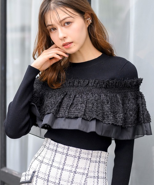 MISCH MASCH(ミッシュマッシュ)の「バリエーションラッフル2wayニット/MM448313(ニット/セーター・レディース・ピンク/ホワイト/ブラック・フリ-)」の11枚目の写真