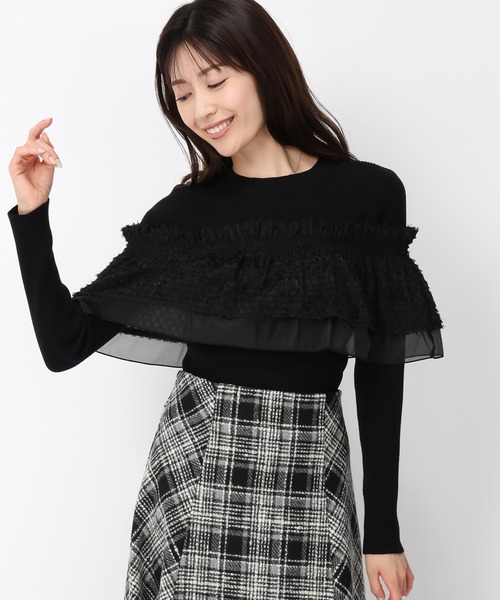 MISCH MASCH(ミッシュマッシュ)の「バリエーションラッフル2wayニット/MM448313(ニット/セーター・レディース・ピンク/ホワイト/ブラック・フリ-)」の14枚目の写真