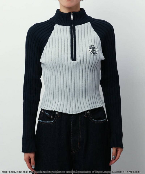 BACK TO THE FIELD（バック トゥー ザ フィールド）の「【MLB】サークルロゴハーフZIPニットトップス（ニット/セーター・レディース・ベージュ/ホワイト/グレー・FREE）」の12枚目の写真