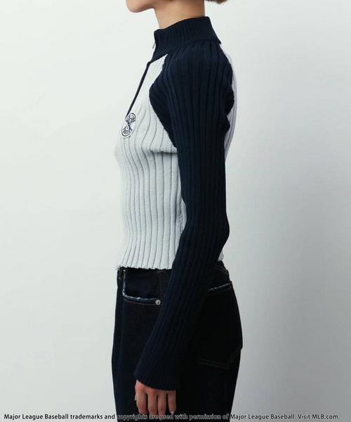 BACK TO THE FIELD（バック トゥー ザ フィールド）の「【MLB】サークルロゴハーフZIPニットトップス（ニット/セーター・レディース・ベージュ/ホワイト/グレー・FREE）」の13枚目の写真