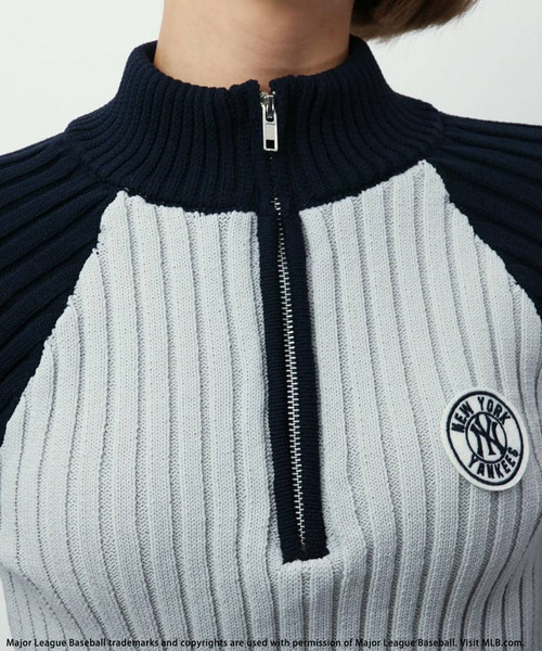 BACK TO THE FIELD（バック トゥー ザ フィールド）の「【MLB】サークルロゴハーフZIPニットトップス（ニット/セーター・レディース・ベージュ/ホワイト/グレー・FREE）」の15枚目の写真