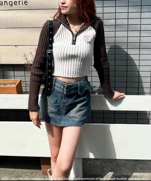 BACK TO THE FIELD（バック トゥー ザ フィールド）の「【MLB】サークルロゴハーフZIPニットトップス（ニット/セーター・レディース・ベージュ/ホワイト/グレー・FREE）」の22枚目の写真