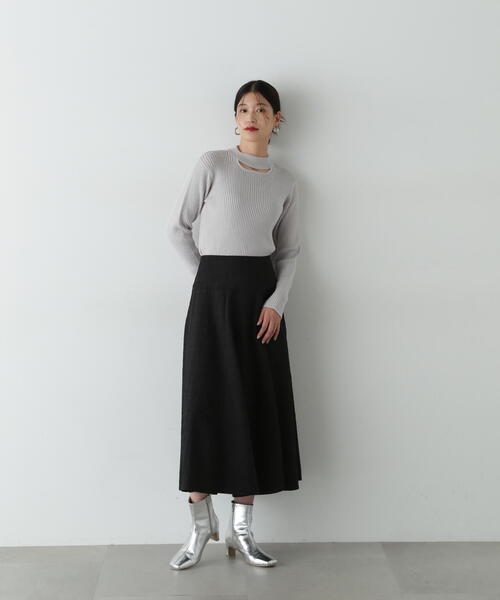 N.(N. Natural Beauty Basic)(エヌエヌナチュラルビューティーベーシック)の「ジャガードフレアスカート(スカート・レディース・オフホワイト/ブラック・SMALL/MEDIUM)」の22枚目の写真