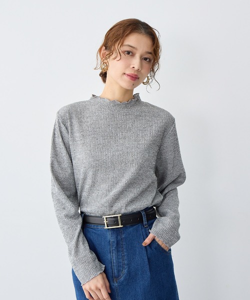 anyfee（エニフィー）の「【anyfee/大きいサイズ】メローハイネックニットトップス◆2025AW◆（Tシャツ/カットソー・レディース・ブラック/杢グレー/ワインレッド/ネイビー/モカ/グレー/アイボリー・5L/4L/3L/LL）」の3枚目の写真