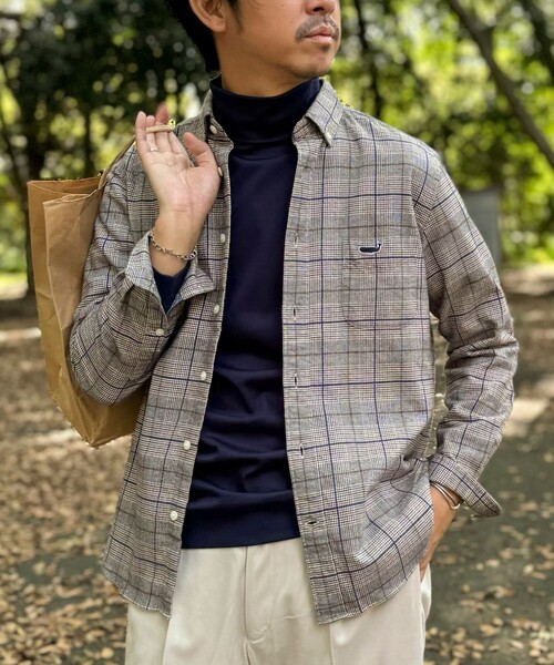 NOLLEY’S（ノーリーズ）の「クジラBD ネルシャツ 24AW（シャツ/ブラウス・メンズ・グレー系その他/ネイビー/ブルー/ブルー系その他/ブルー系その他2/グレー系その他2・S/M/L/XL）」の2枚目の写真