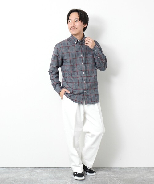 NOLLEY’S（ノーリーズ）の「クジラBD ネルシャツ 24AW（シャツ/ブラウス・メンズ・グレー系その他/ネイビー/ブルー/ブルー系その他/ブルー系その他2/グレー系その他2・S/M/L/XL）」の8枚目の写真