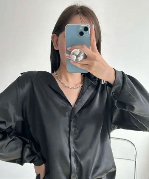ブラウス シャツ Satin Shirt /サテンシャツ レディース ブラウス サテン シャツ レディース トップス 長袖 秋 重ね着
