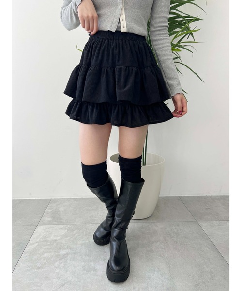 ⭐d.i.a. コーデュロイラビットファー付きミニスカート⭐サイズS⭐ Loueme スカート ベルト付きコーデュロイプリーツミニスカパン